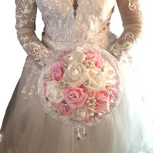 Buquê de noiva, buquê de broche, buquê de espuma rosa