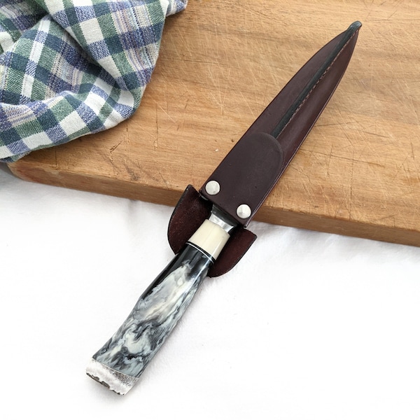 Argentinian Gaucho Knife, 14 cm Stainless Steel Blade, Eco Antler Handle, Leather Sheath by Penny Blue Canada