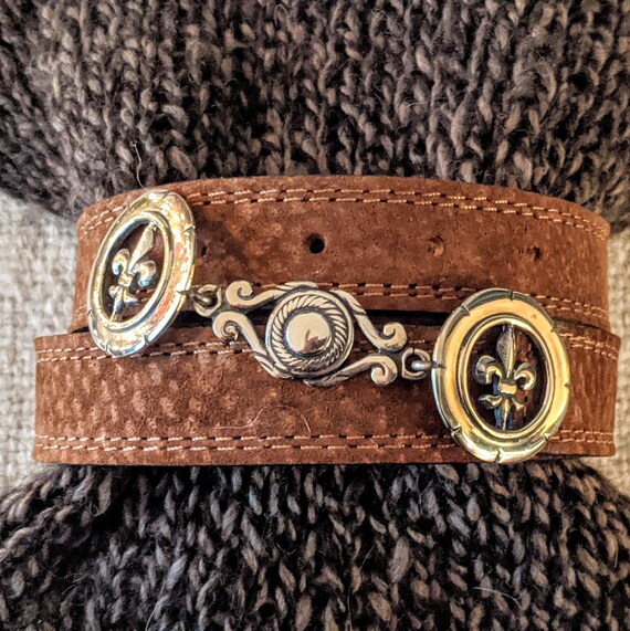 Fleur Hand Tooled Leather Wide Belt with Bone Buckle Fleur Hand Tooled Leather Wide Belt with Bone Buckle