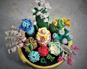 Un Jardín de Cactus - 10 Patrones de cactus a crochet paso a paso con Imágenes, Descarga Inmediata PDF (English/Español)