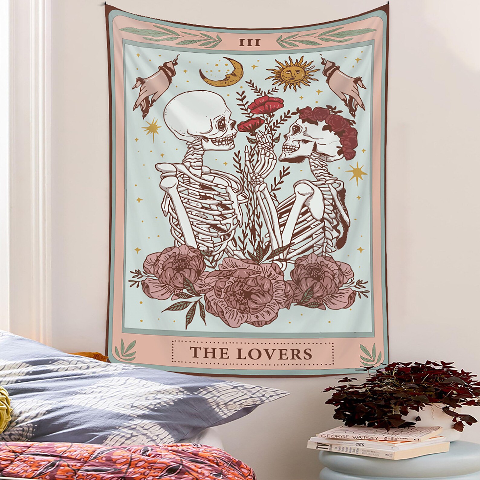 Skull Lover Tapestry/Tarot Card Tapestries/Flower Moon Etsy