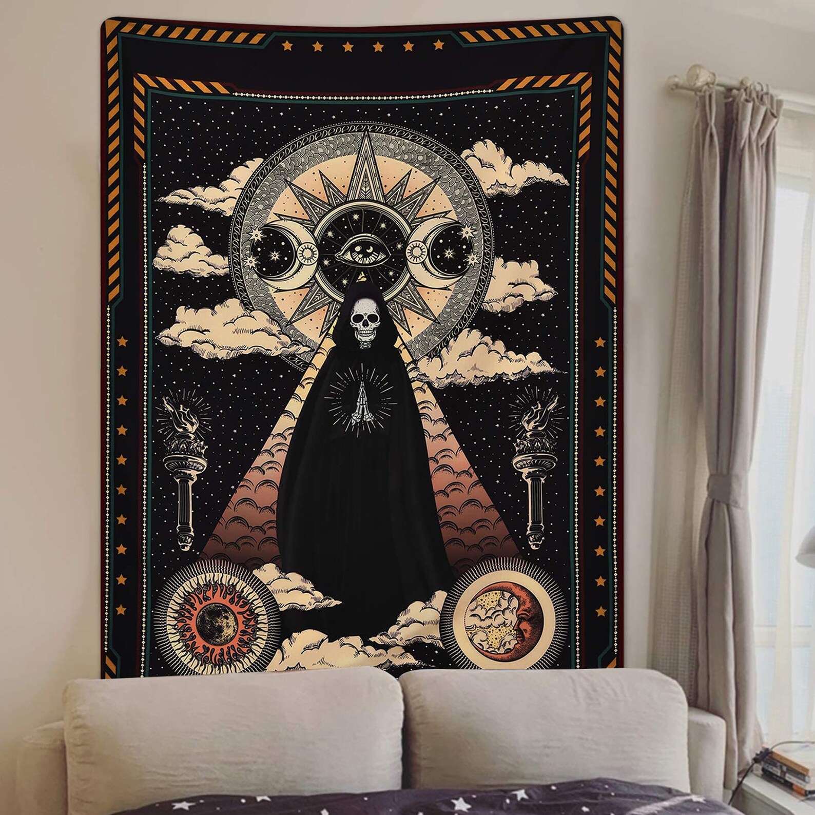 Wizard Skull Tapestry/ Solar Iris Tapestry /Sun and Moon Etsy