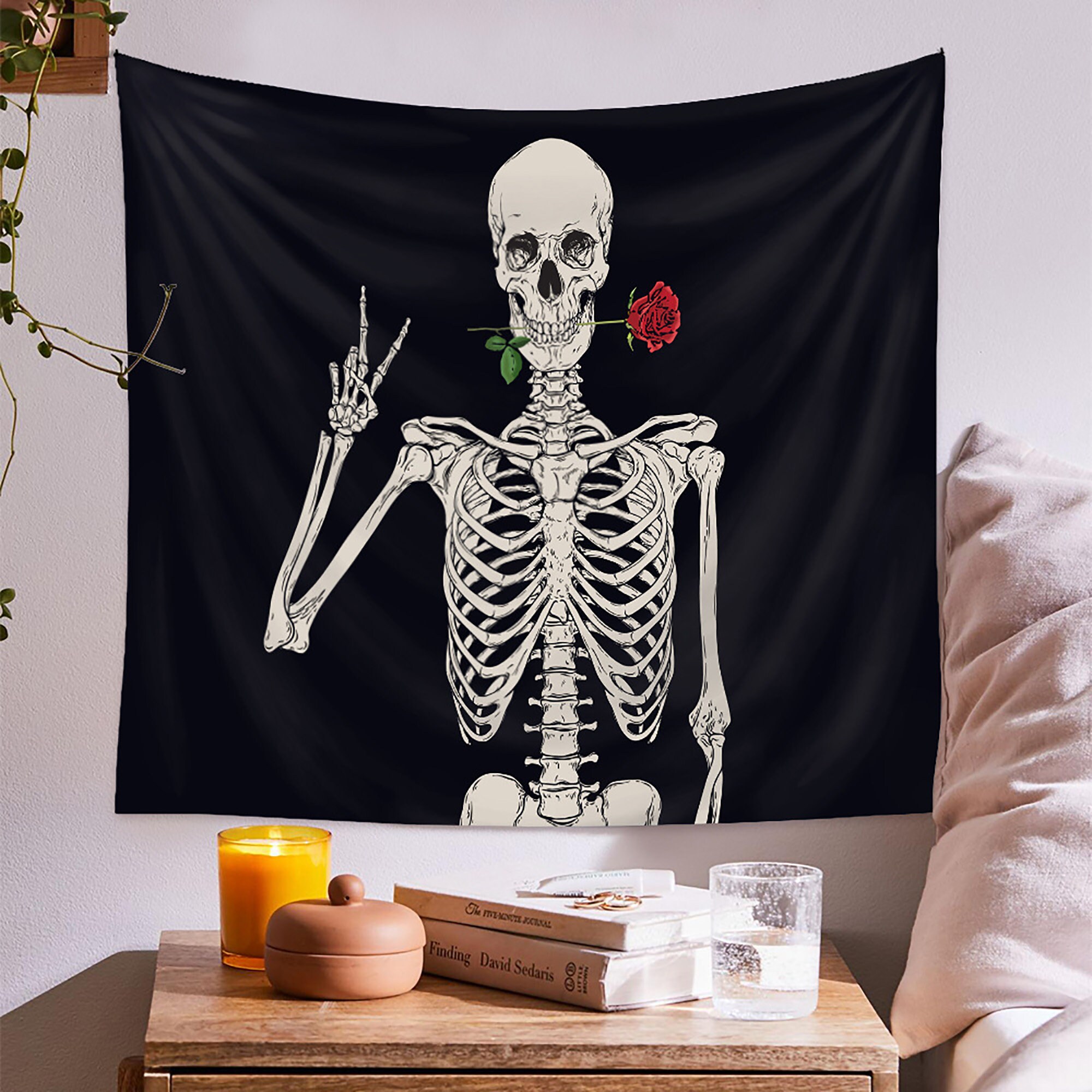 Skull Tapestry/Skeleton Black and White Tapestry/Wall Etsy