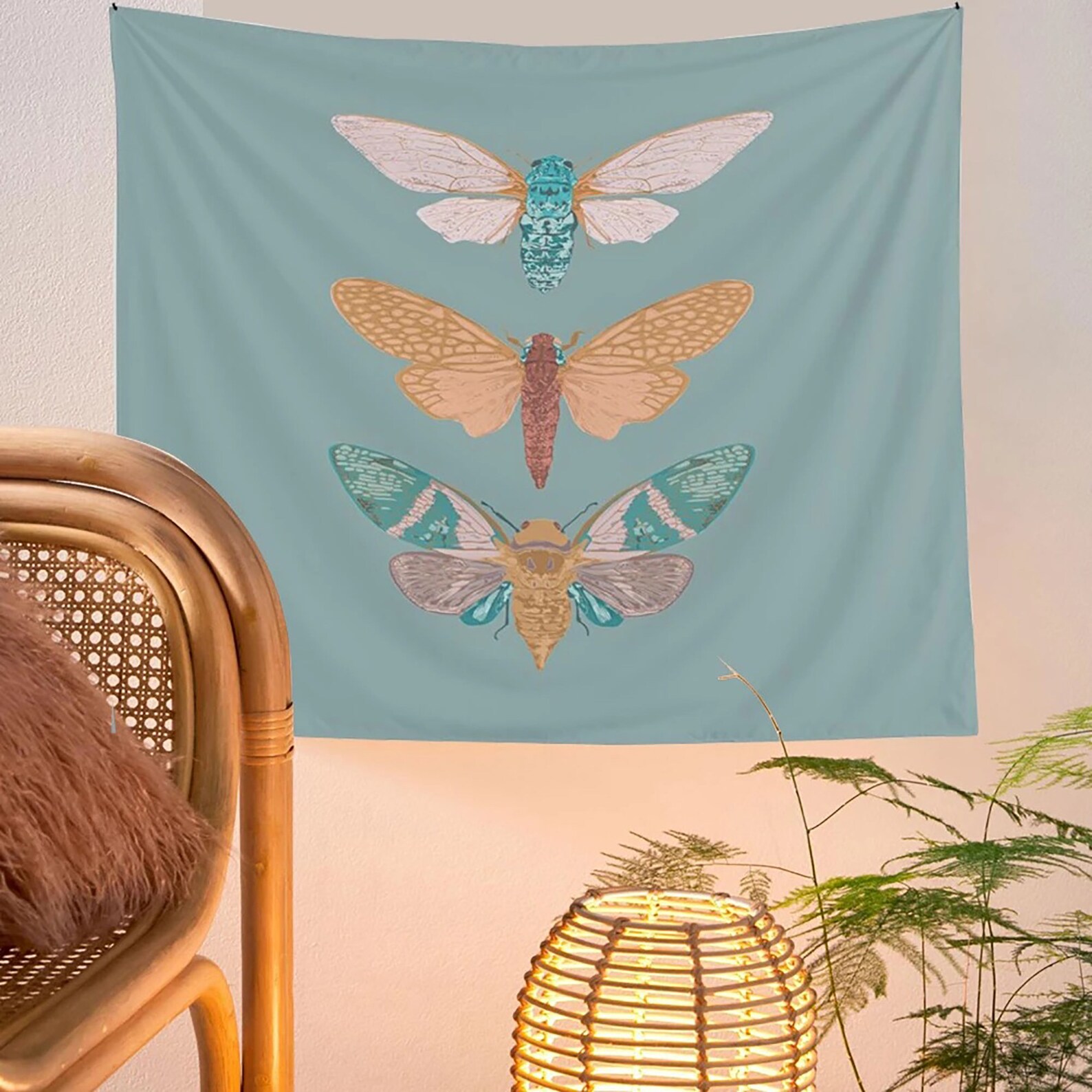 Vintage Colored Butterfly TapestryBlue Psychedelic Hanging Etsy