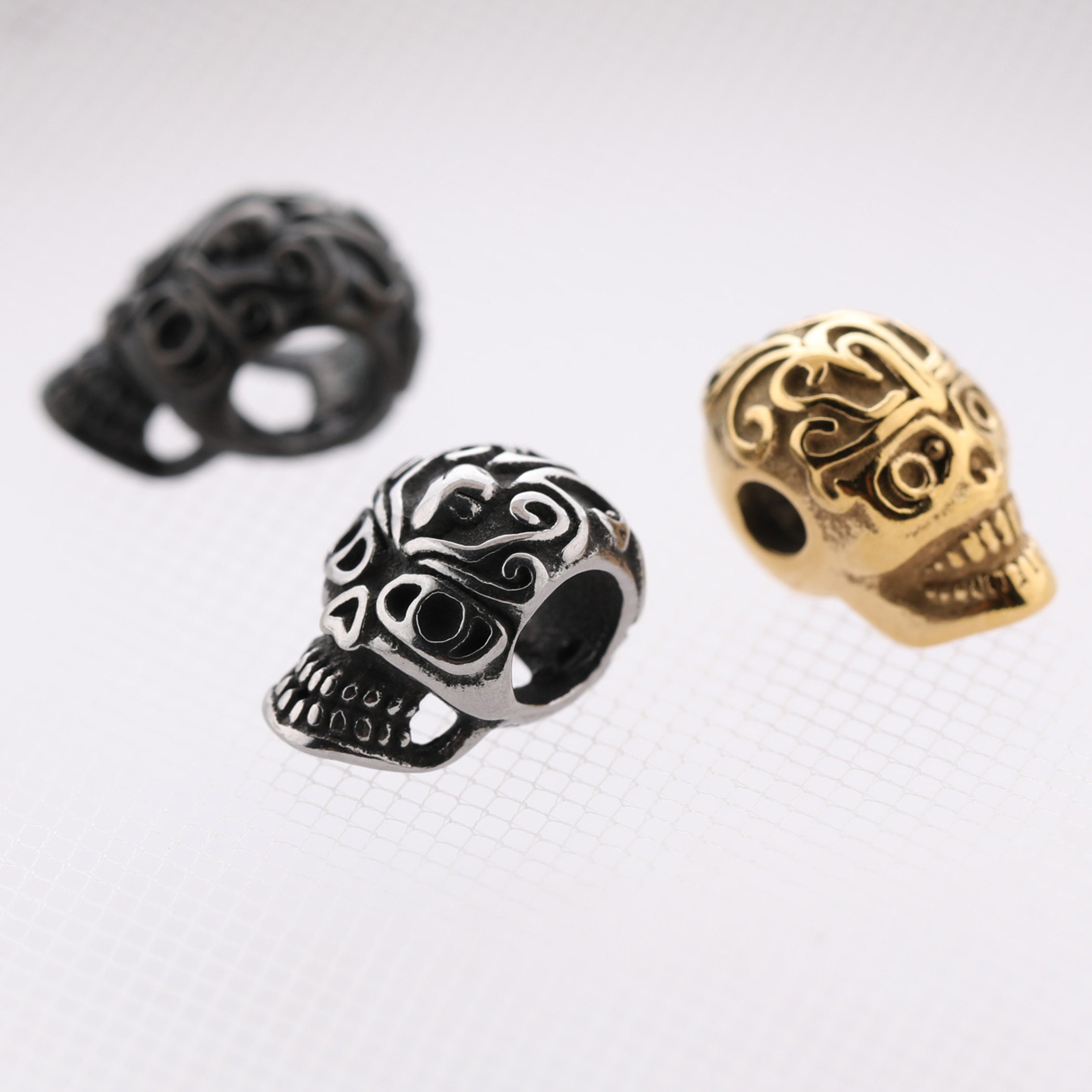 Skull Beads Stainless Steel For DIY Jewelry Making Necklace Etsy