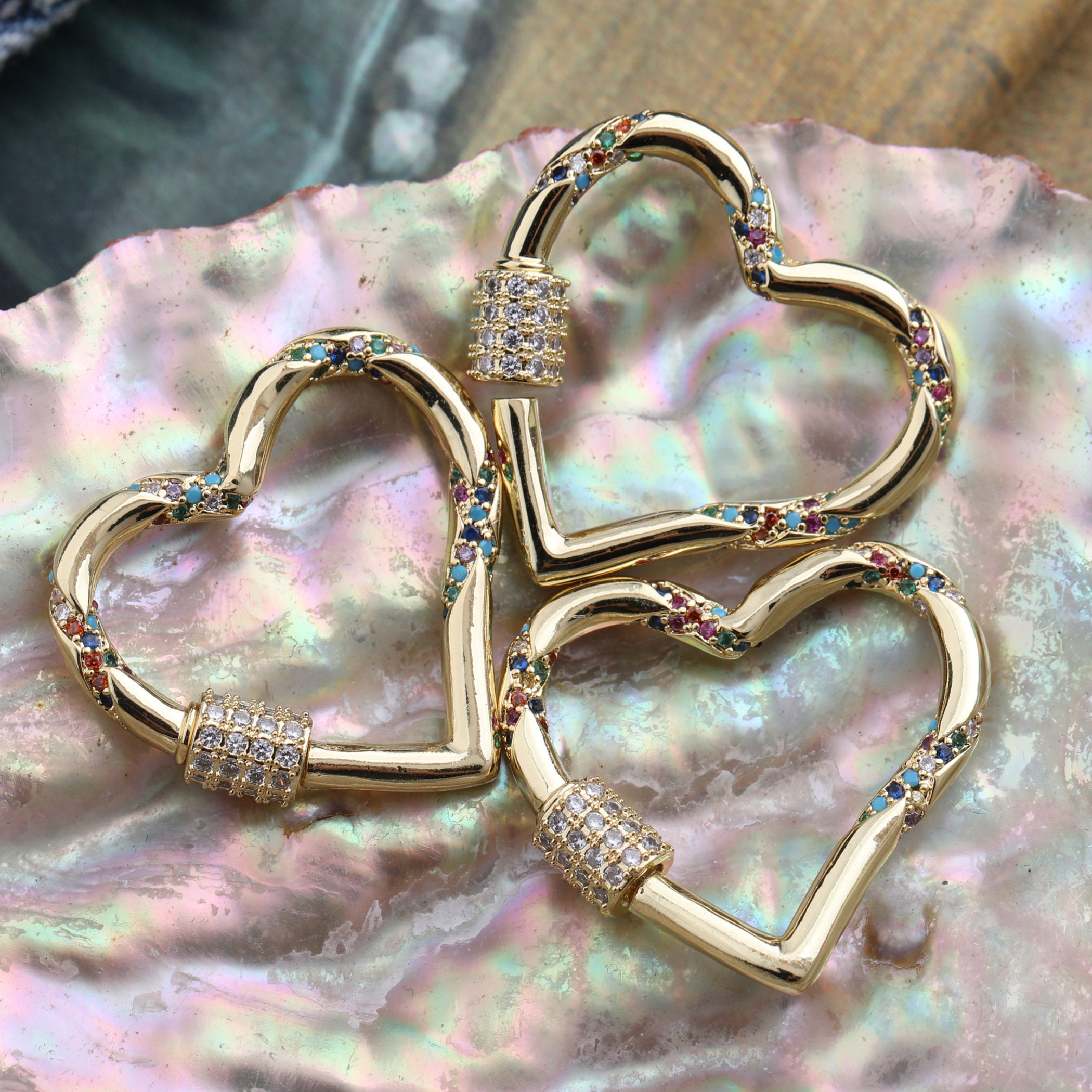Heart Shape Buckle Beads Cubic Zirconia Rhinestone CZ Micro - Etsy UK