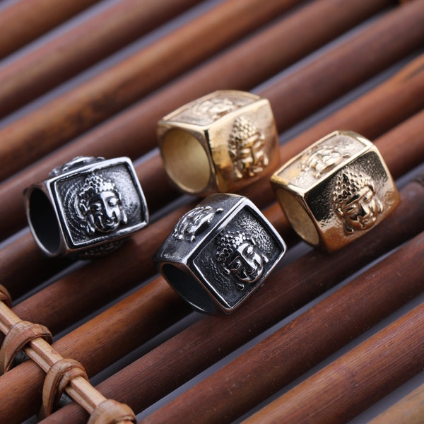 Big Hole Cube Buddha Beads Stainless Steel For DIY Jewelry Making Necklace Bracelet 2 Colors Bead Size 12*13MM