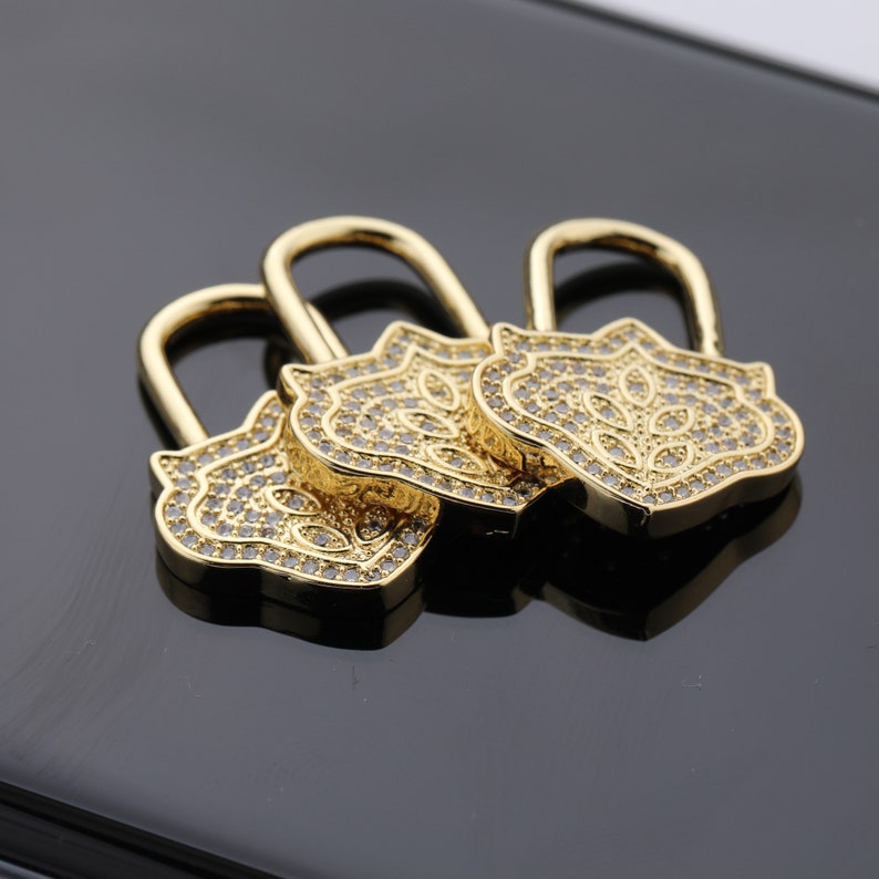 Lock Shape Buckle Beads Cubic Zirconia Rhinestone CZ Micro Pave for Jewelry Making Bracelets Necklaces 26*19MM