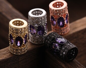 Clear Zircon Gemstone Pave Blue Eye Tube Bar Bracelet Connector Charm Beads Gold 