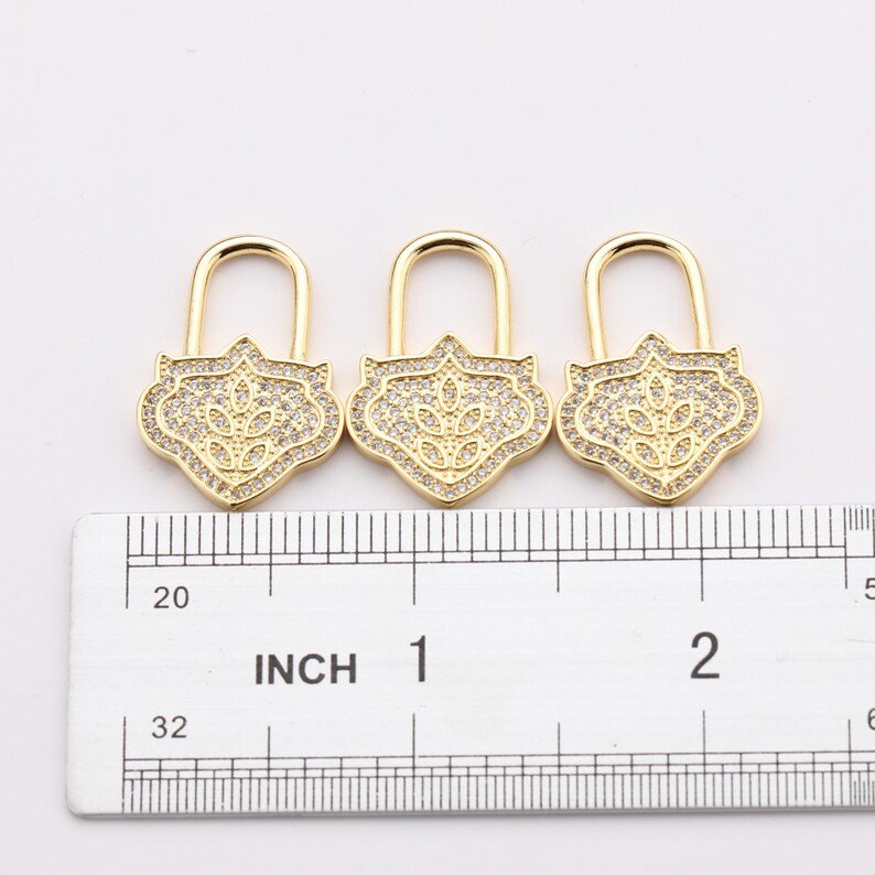 Lock Shape Buckle Beads Cubic Zirconia Rhinestone CZ Micro Pave for Jewelry Making Bracelets Necklaces 26*19MM