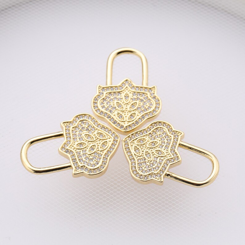 Lock Shape Buckle Beads Cubic Zirconia Rhinestone CZ Micro Pave for Jewelry Making Bracelets Necklaces 26*19MM