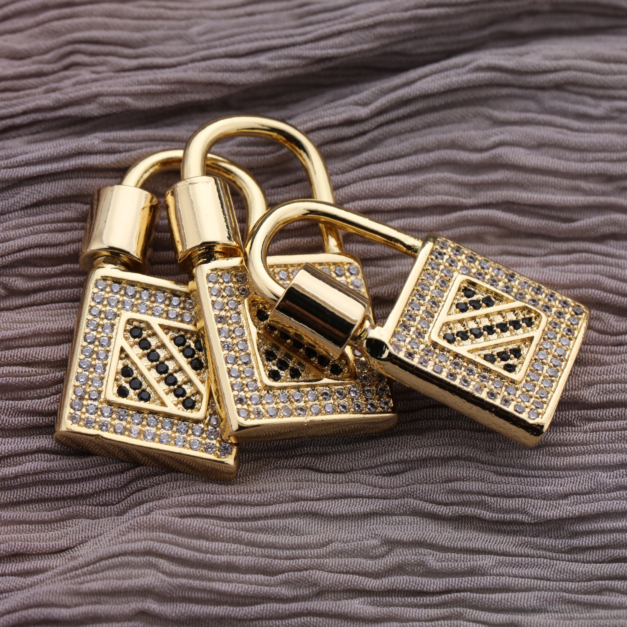 Lock Shape Buckle Beads Cubic Zirconia Rhinestone CZ Micro Pave for Jewelry Making Bracelets Necklaces 26*19MM