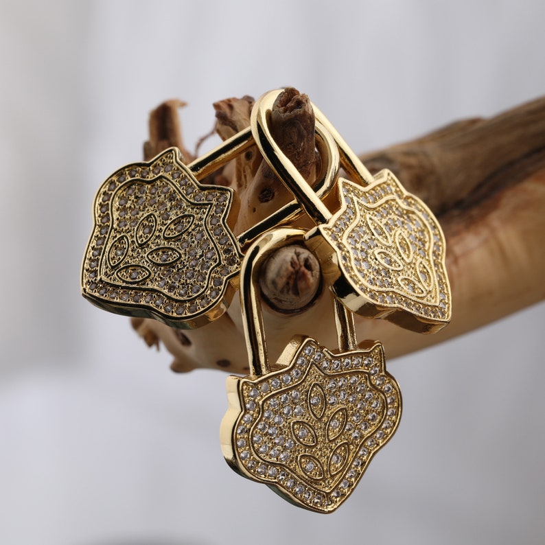 Lock Shape Buckle Beads Cubic Zirconia Rhinestone CZ Micro Pave for Jewelry Making Bracelets Necklaces 26*19MM