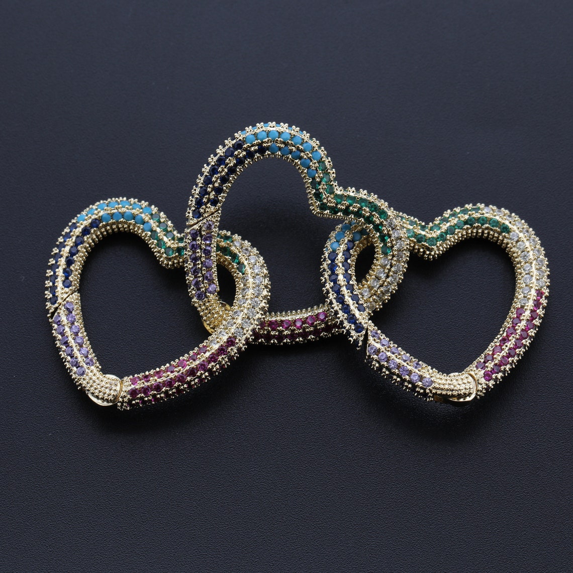 Heart Shape Buckle Beads Cubic Zirconia Rhinestone CZ Micro | Etsy