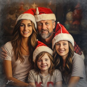 Custom Family Christmas Portrait, Best Holiday Gifts, Custom Portraits From Photos, Best Last Minute Gifts, Family Portrait Painting, Gifts