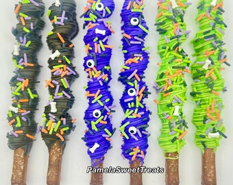 Halloween Caramel Chocolate Pretzels