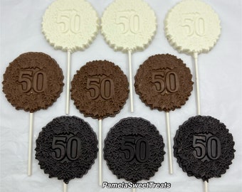 50th Birthday Chocolate Lollipops