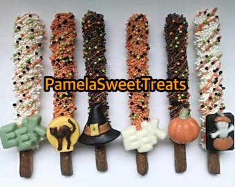 Pretzels de chocolate de Halloween