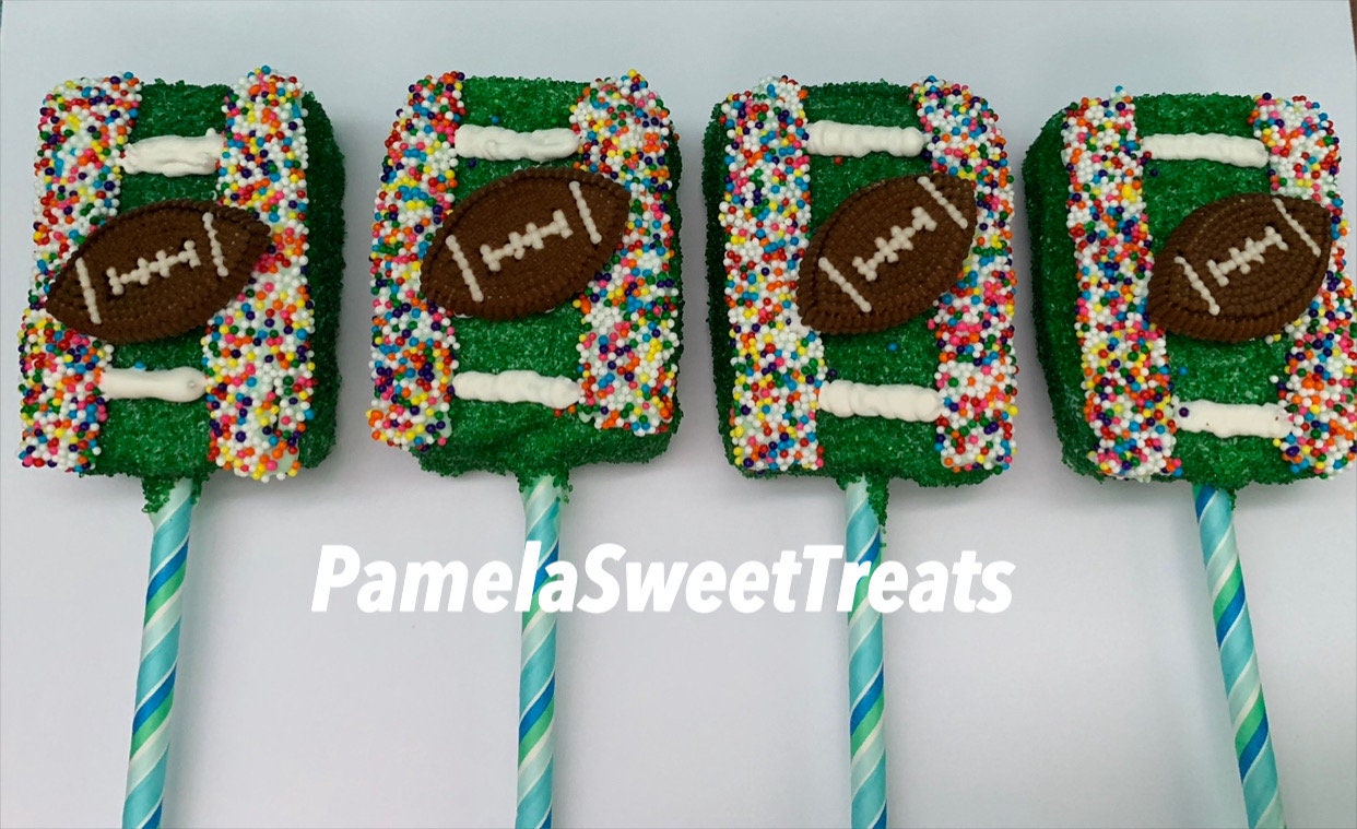 Football Chocolate Rice Krispie Treats Etsy