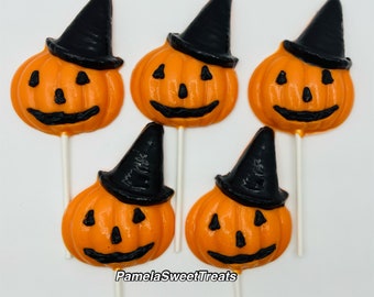 Halloween Chocolate Pumpkin with Hat Lollipops