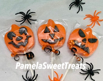 Halloween Pumpkin Chocolate Lollipops