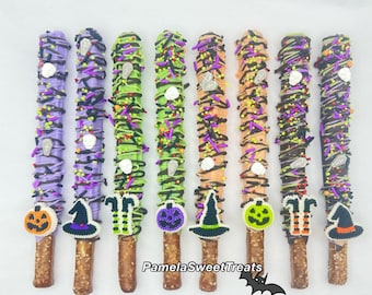 Pretzels de chocolate para Halloween