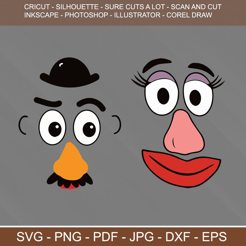 Mr and Mrs Potato Heads SVG PNG JPG Download Image Cut Etsy