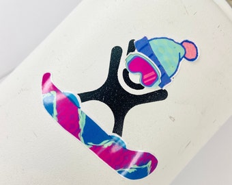 Snowboarding Flask Friend Sticker