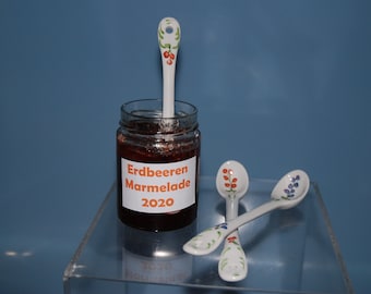 Porzellanmarmeladenlöffel  und Joghurtlöffel  handbemalt
