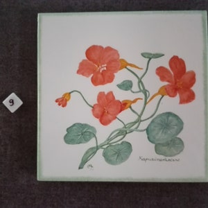 Customizable tiles with hand-painted plant motifs