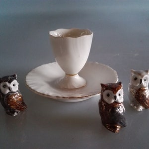 Porcelain owl sculpture, hand-painted
