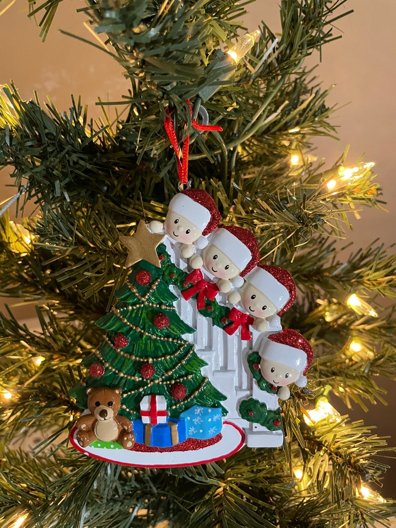 Family of 5 Ornaments Peeking Family Ornament Personalized Ornament for Christmas Family of 2 3 4 5 6 Handwritten Ornament