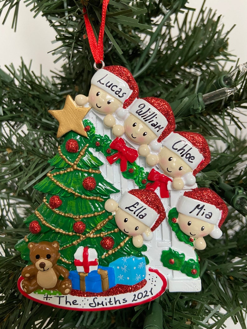 Family of 5 Ornaments Peeking Family Ornament Personalized Ornament for Christmas Family of 2 3 4 5 6 Handwritten Ornament