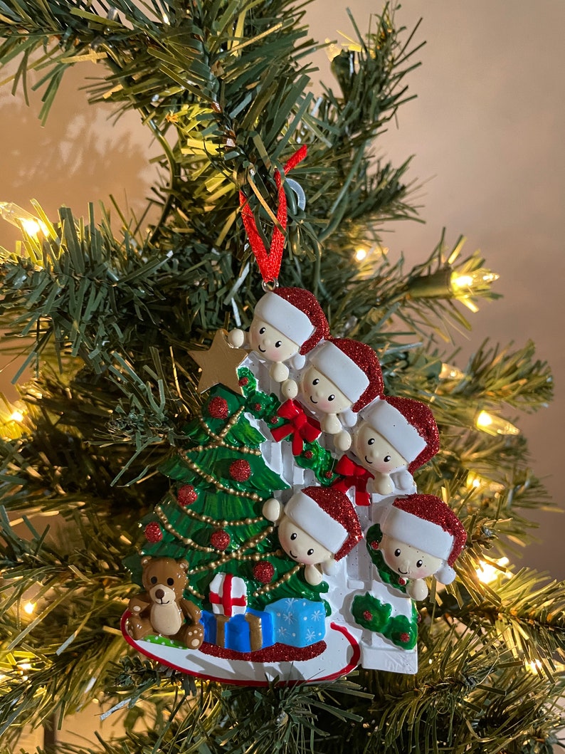 Family of 5 Ornaments Peeking Family Ornament Personalized Ornament for Christmas Family of 2 3 4 5 6 Handwritten Ornament