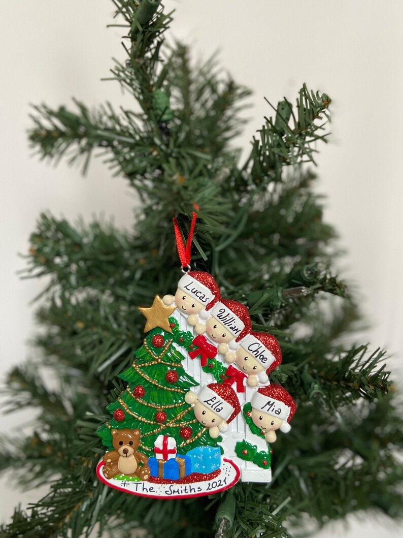 Family of 5 Ornaments Peeking Family Ornament Personalized Ornament for Christmas Family of 2 3 4 5 6 Handwritten Ornament