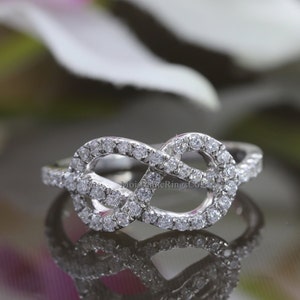 Knot Infinity Moissanite Ring, Love Knot Ring, Round Moissanite Infinity Diamond Ring, Round Diamond Engagement Ring, 14K Solid Gold Ring
