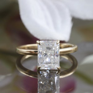 3CT Radiant Cut Moissanite Ring, Radiant Cut Engagement Ring, Radiant Solitaire, 3CT Radiant Cut, Solitaire Engagement Ring, 14K Solid Gold