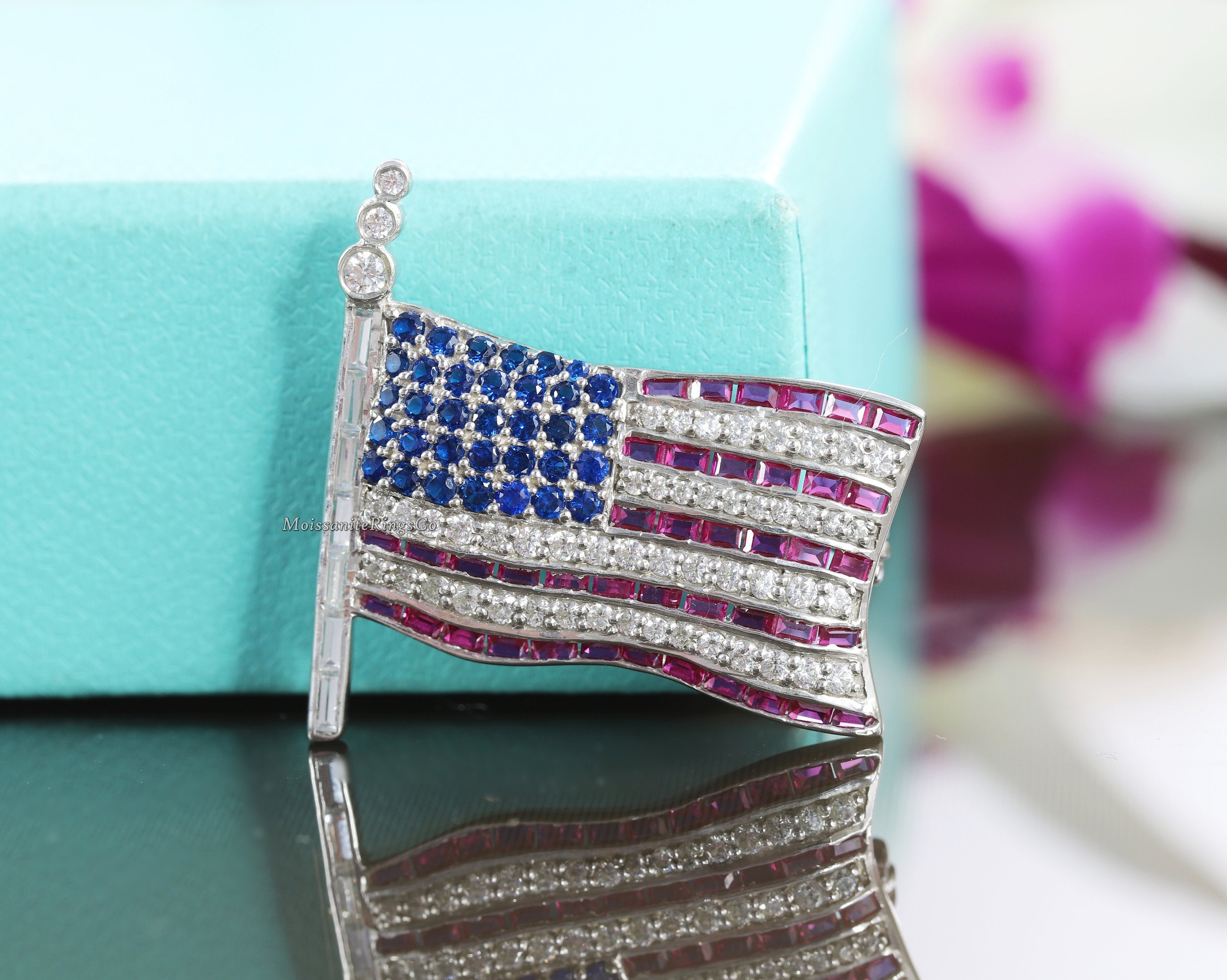 American USA Flag Brooch Honor Pride Patriotic Jewelry Etsy