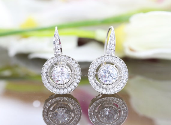 Vintage diamond earrings best sale etsy
