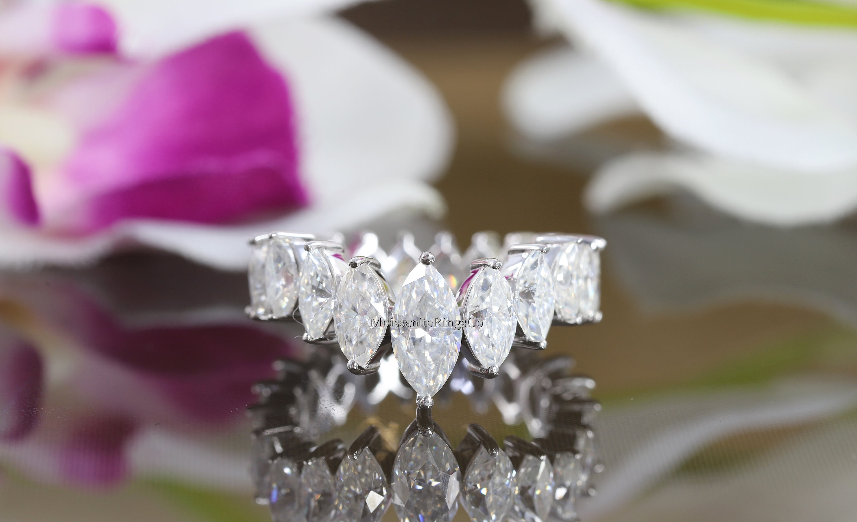 Marquise Full Eternity Wedding Band 8 CT Marquise Cut Etsy