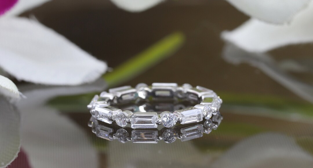Dot Dash Design Diamond Band Full Eternity Round Baguette