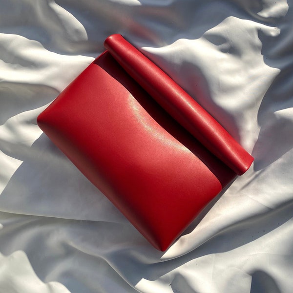 Red Vegan Leather Clutch, Red Leather Woman Bag, Oversize Red Purse, Red Leather Handbag, Noel Bag, Christmas gift, Thanksgiving Gift