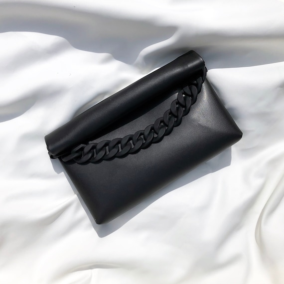 black foldover clutch