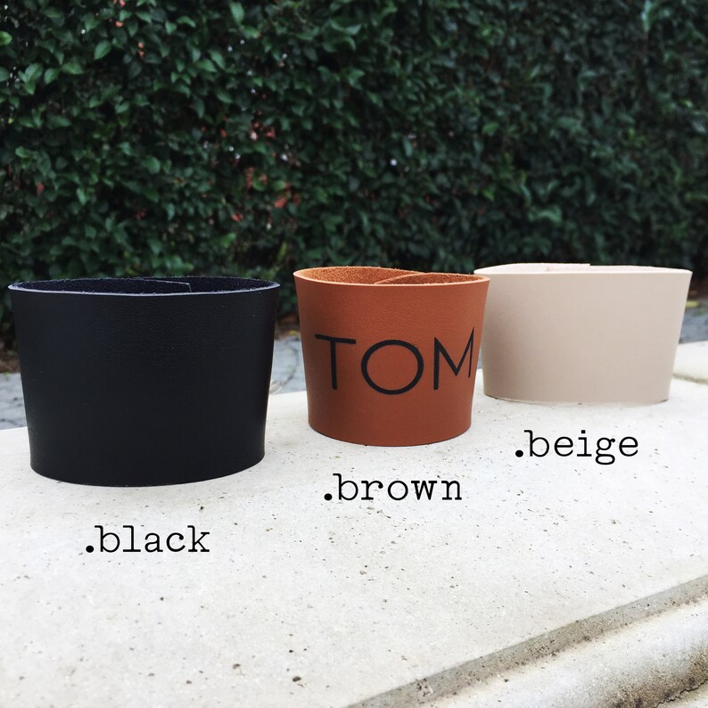 Reusable Cup Sleeve Customized Coffee Sleeve Cozy Gifts For Him Personalized Coffee Wrap Monogrammed Name Vegan Leather Coffee Sleeve