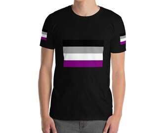 Tee-Shirt Unisex mit kurzen Ärmeln Muster Flagge des Asexuellen Stolzes