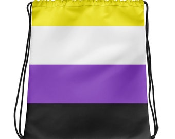 Saco com cordão para bandeira do orgulho não binário