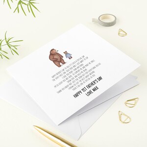 May include: A card with a brown bear and a small blue bear holding a teddy bear. The card reads "Happy 1st Father's Day Love Max".