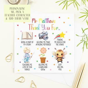 Male Teacher personalised Card, Thank you Teacher card, Teacher present, Male Teacher Gift, Headteacher gifts, Teacher thank you.