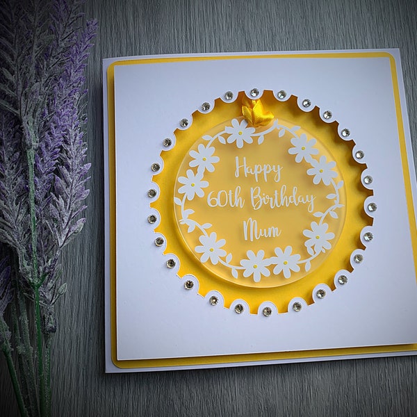 Keepsake included in a personalised card, 8cm hanging acrylic ornament, 40th birthday, mum 50th birthday card, mum 60th birthday card