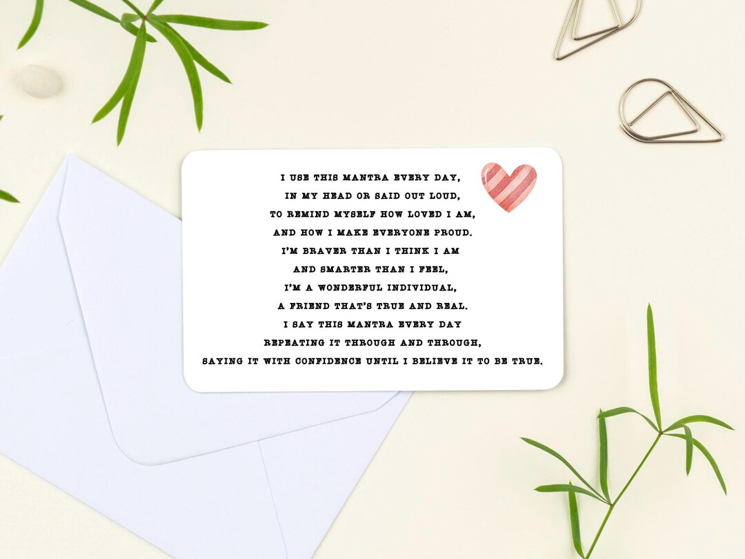 Mantra Keepsake Metal Card, Mantra Cards, I Am Loved, I Am Enough ...